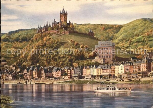 Cochem Mosel Uferpartie Blick zur Burg