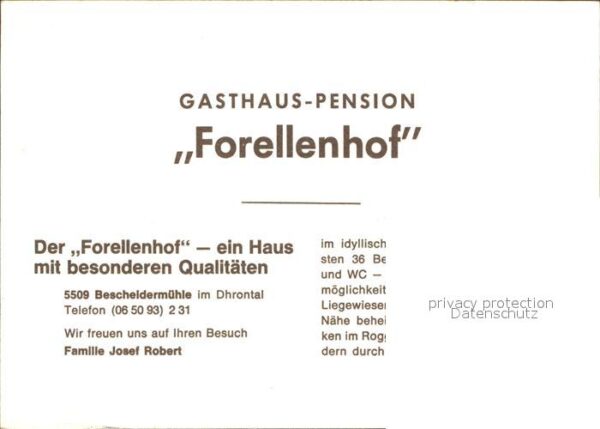 Bescheid Hermeskeil Gasthaus Pension Forellenhof Bescheider – Bild 2