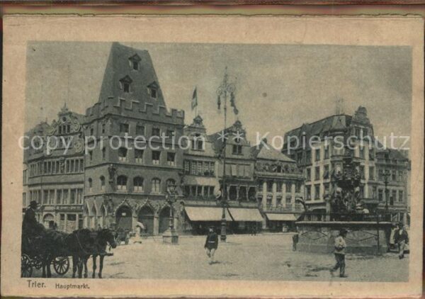 Trier Hauptmarkt Brunnen Pferdegespann