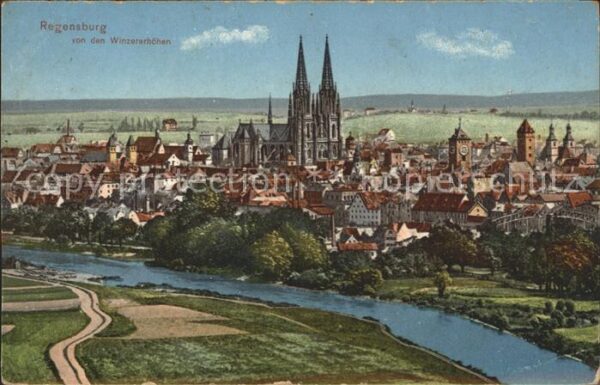 Regensburg Blick von den Winzererhöhen Dom