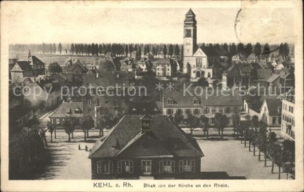 Kehl Rhein Blick von der Kirche an den Rhein