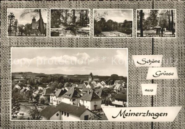 Meinerzhagen Teilansicht Kirche Volkspark Tennisplat