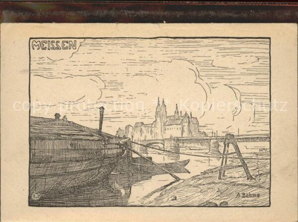 Meissen Elbe Sachsen Elbufer Brücke Burgberg Dom Künstlerkar
