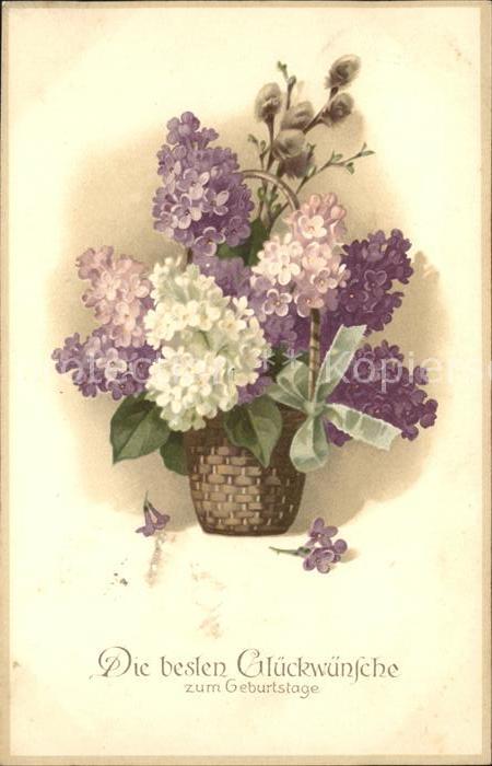 Geburtstag Flieder Korb Blumen