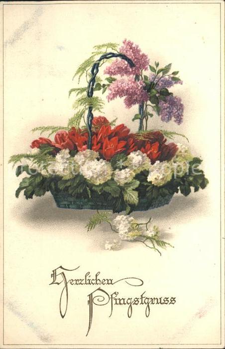 Pfingsten Pentecost Pentecote Grüsse Blumenkorb