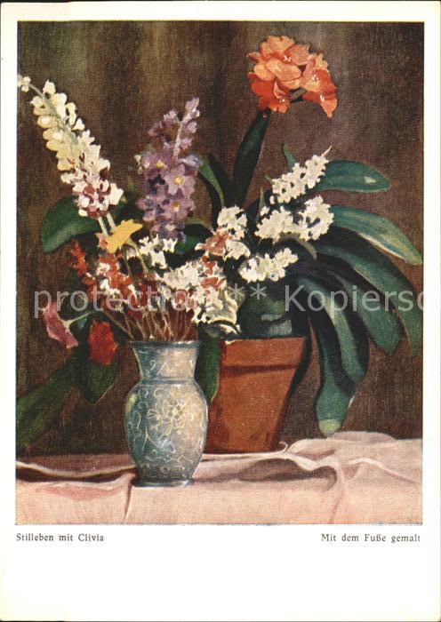 Stillleben mit dem Fuße gemalt Blumen Vase