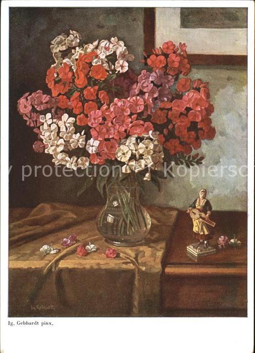 Kuenstlerkarte Ig. Gebhardt Blumen Vase