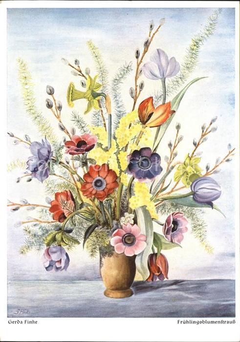 Kuenstlerkarte Blumen Frühlingsblumenstrauss