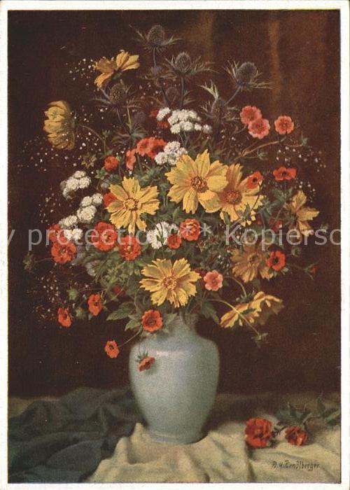 Kuenstlerkarte Blumen Vase
