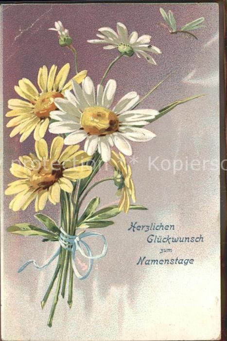 Namenstag Namenskarte Blumen Libelle