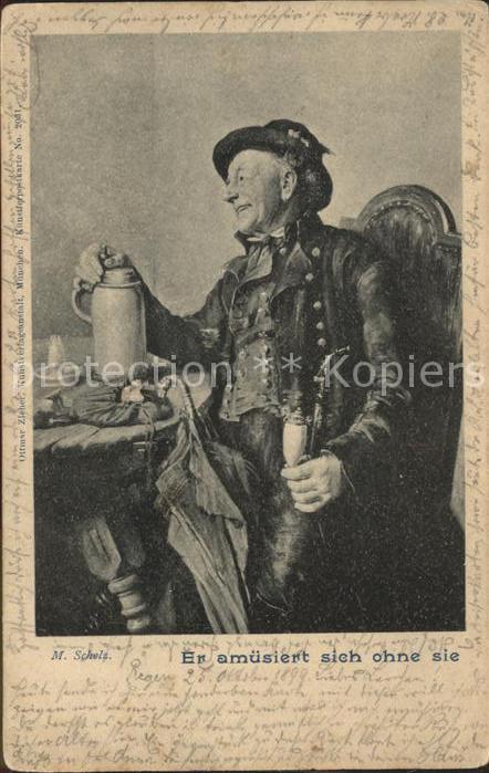 Bierkrug Bierkruege Er amüsiert sich ohne sie