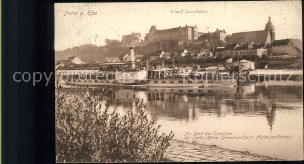 Dampfer Seitenrad Elbe Pirna Schloss Sonnenstein