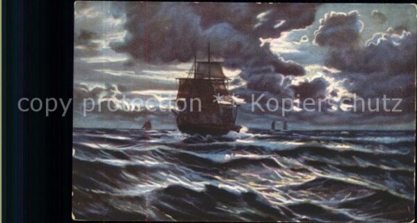 Kuenstlerkarte Segelschiff Meer Bohin