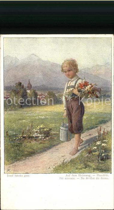 Kuenstlerkarte Josef Straka Auf dem Heimweg
