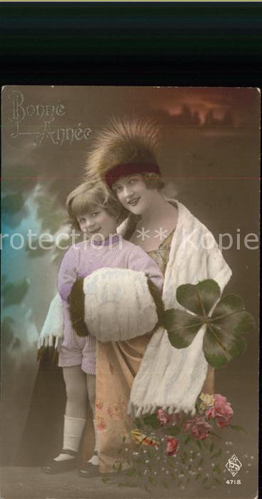 Kleeblatt Cloverleaf Trebol Trefle Neujahr Frau Kind
