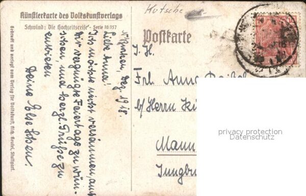 Kuenstlerkarte Schwind Hochzeitsreise Kutsche – Bild 2