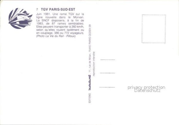 Eisenbahn TGV Paris Sud-Est – Bild 2