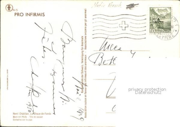 Kuenstlerkarte Henri Chatillon La Chaux de Fonds Pfeif – Bild 2
