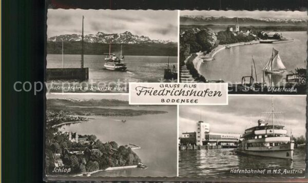 Friedrichshafen Bodensee Hafenbahnhof Dampfschiffe Segelschiff