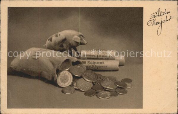 Neujahr Geld Schwein