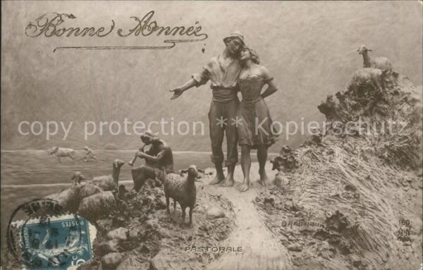 Foto AN Paris (Noyer) Nr. 160 Neujahr Pastorale Schafe