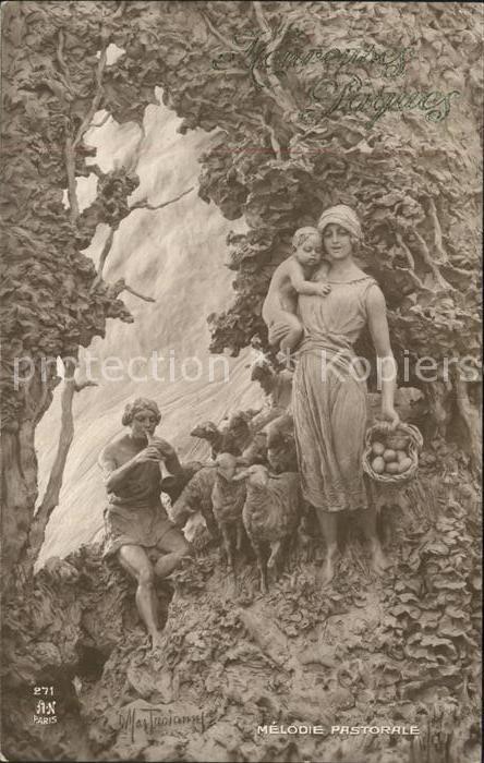 Foto AN Paris (Noyer) Nr. 271 Melodie Pastorale Schafe Flöte