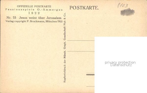 Passionsspiele Oberammergau Nr. 53 Jesus weint über Jerusalem Traut – Bild 2