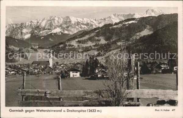Foto Huber H. Nr. 477 Garmisch gegen Wettersteinwand Drei