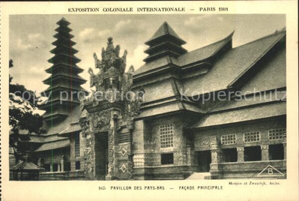 Exposition Coloniale Internationale Pari Pavillon des pays-bas facade principale