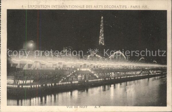 Exposition Arts Decoratifs Paris 1925 Vue de nuit