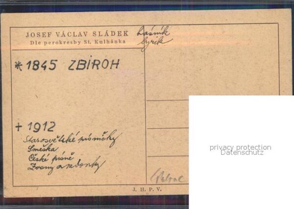 Persoenlichkeiten Josef Vaclav Sladek St Kulhanka – Bild 2