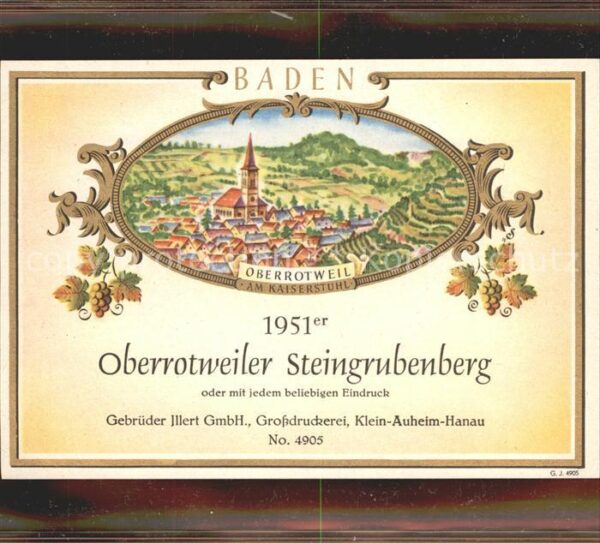 Oberrotweil 1951er Oberrotweiler Steingrubenberg