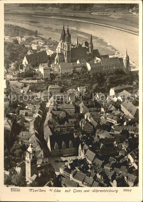 Meissen Elbe Sachsen Dom und Albrechtsburg Fliegeraufnahme