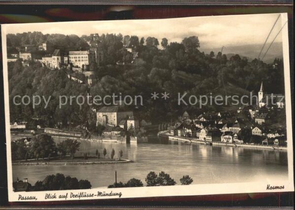 Passau Blick auf Dreiflüsse Mündung