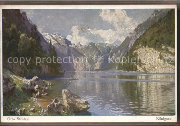 Koenigsee Berchtesgaden Seepanorama Künstlerkarte