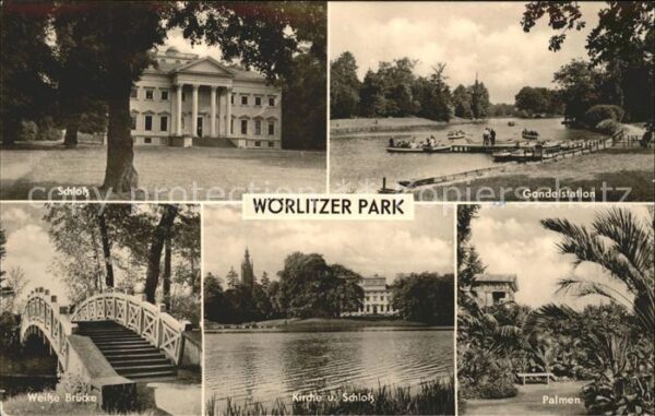 Woerlitz Schloss Gondelstation Weisse Brücke Kir