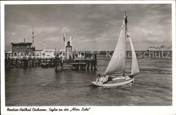 Cuxhaven Nordseebad Segler an der Alten Liebe