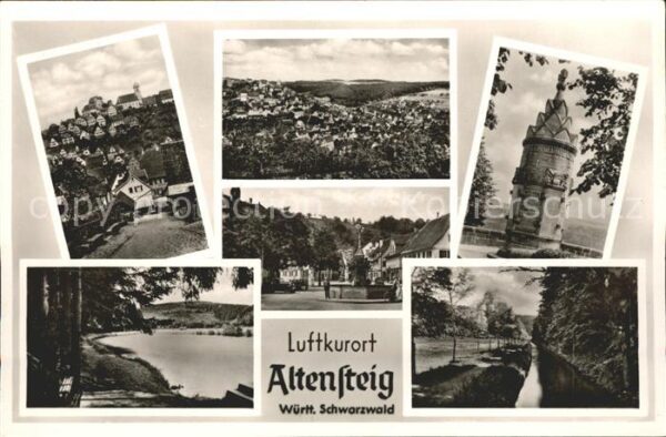 Altensteig Wuerttemberg Panorama mit Teilansichten Turm Teich K