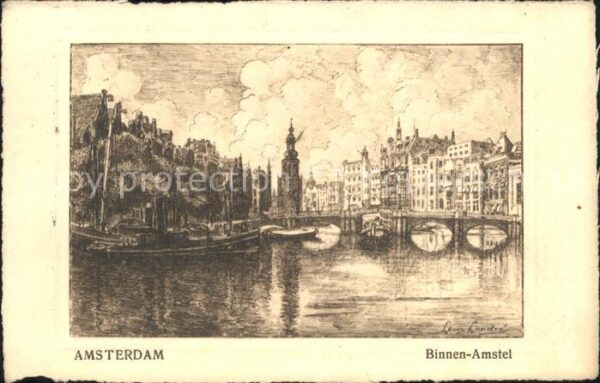 Amsterdam Niederlande Binnen Amstel Künstlerkarte