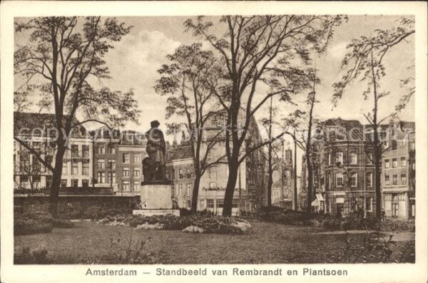 Amsterdam Niederlande Standbeeld van Rembrandt en Plantsoen D