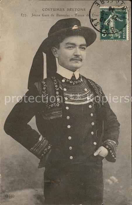 Trachten Frankreich Jeune Gars de Bannalec Costumes Bretons