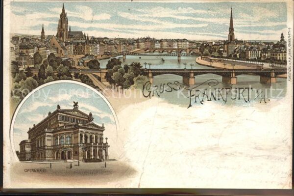 Frankfurt Main Gesamtansicht Kirche Brücke Opernhaus
