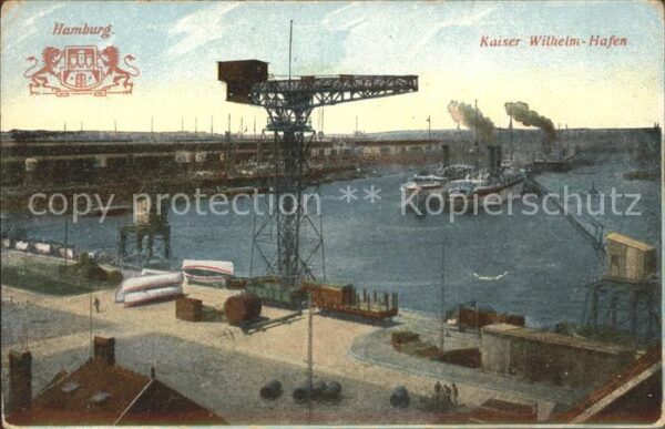 Hamburg Kaiser Wilhelm Hafen Kran Dampfer
