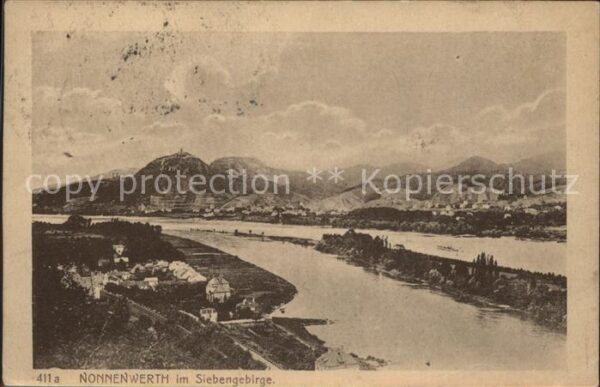 Nonnenwerth Panorama mit Siebengebirge Rheininsel