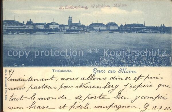 Mainz Rhein Totalansicht Rheinufer