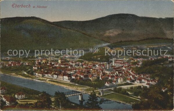 Eberbach Baden Gesamtansicht Neckar Brücke
