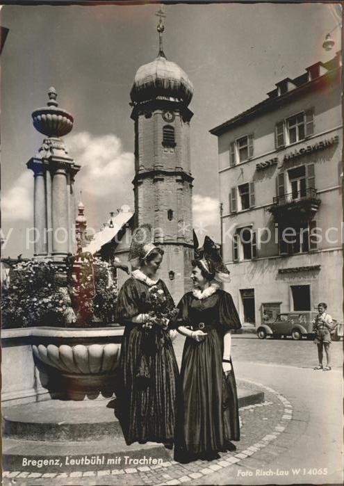 Bregenz Vorarlberg Leutbühl Brunnen Kirche Trachten