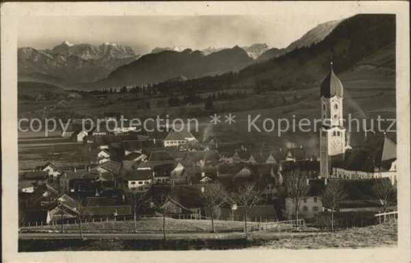 Nesselwang Ortsansicht mit Kirche Alpenpanorama