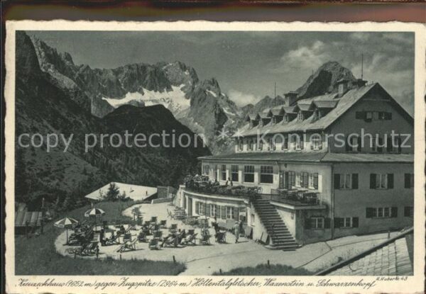 Kreuzeckhaus Zugspitze Höllentalgletscher Waxenstein