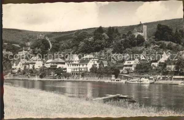 Neckarsteinach Uferpartie am Neckar Burg